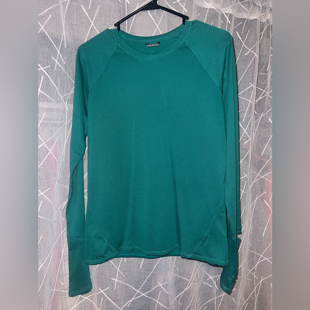 Oiselle Teal Flyout Long Sleeve with Watch window